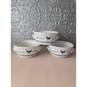 3 Vintage 1980 FTD Chicken Bowls w/ side handles